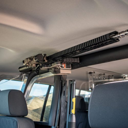 overhead partition mounted 1082 gun rack with ar15